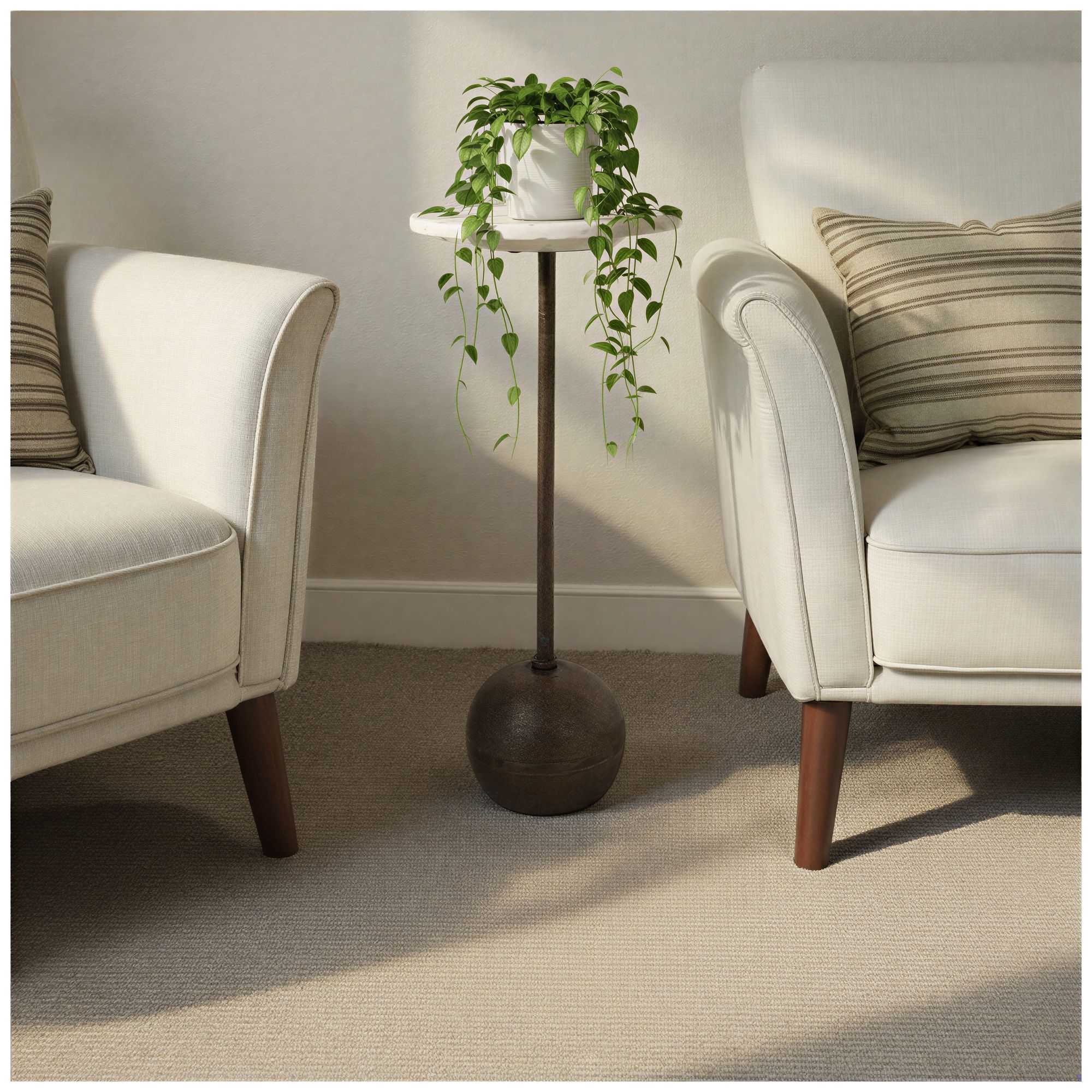 Image 2 Octavia Round Marble Top Accent Table with Sculptural Ball Base more views