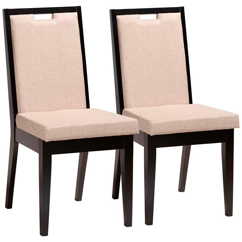 Image 2 Octavia Sand Fabric Dining Chairs Set of 2