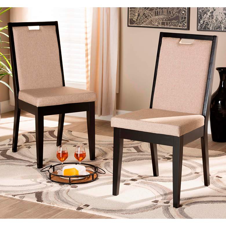 Image 1 Octavia Sand Fabric Dining Chairs Set of 2