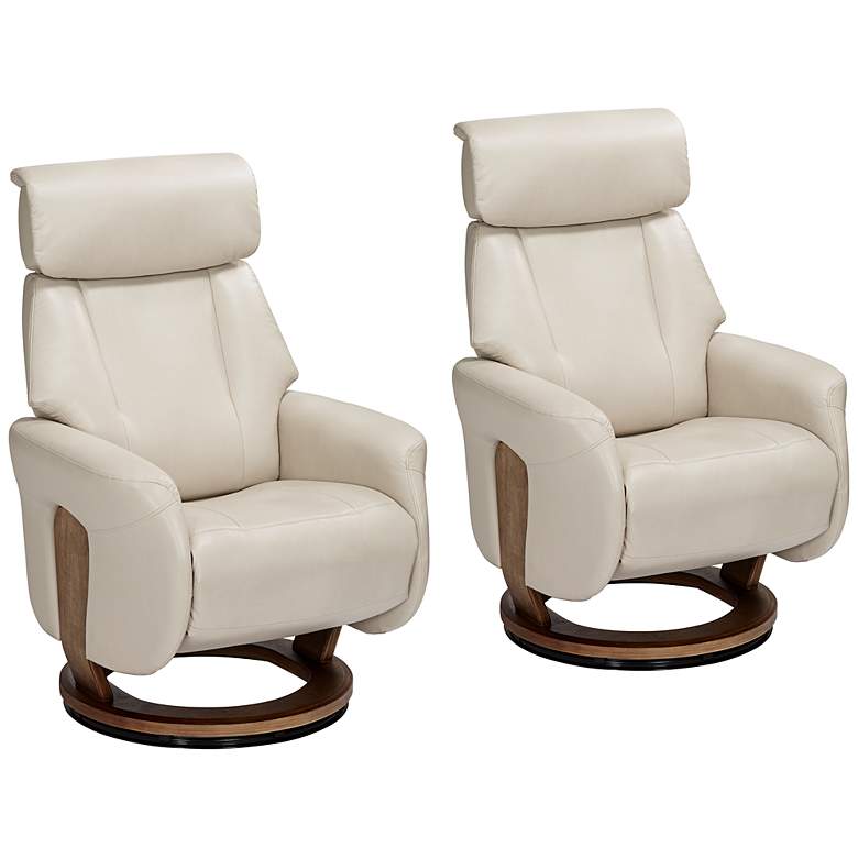 Image 3 Octavian August Taupe Faux Leather 4-Way Recliners Set of 2