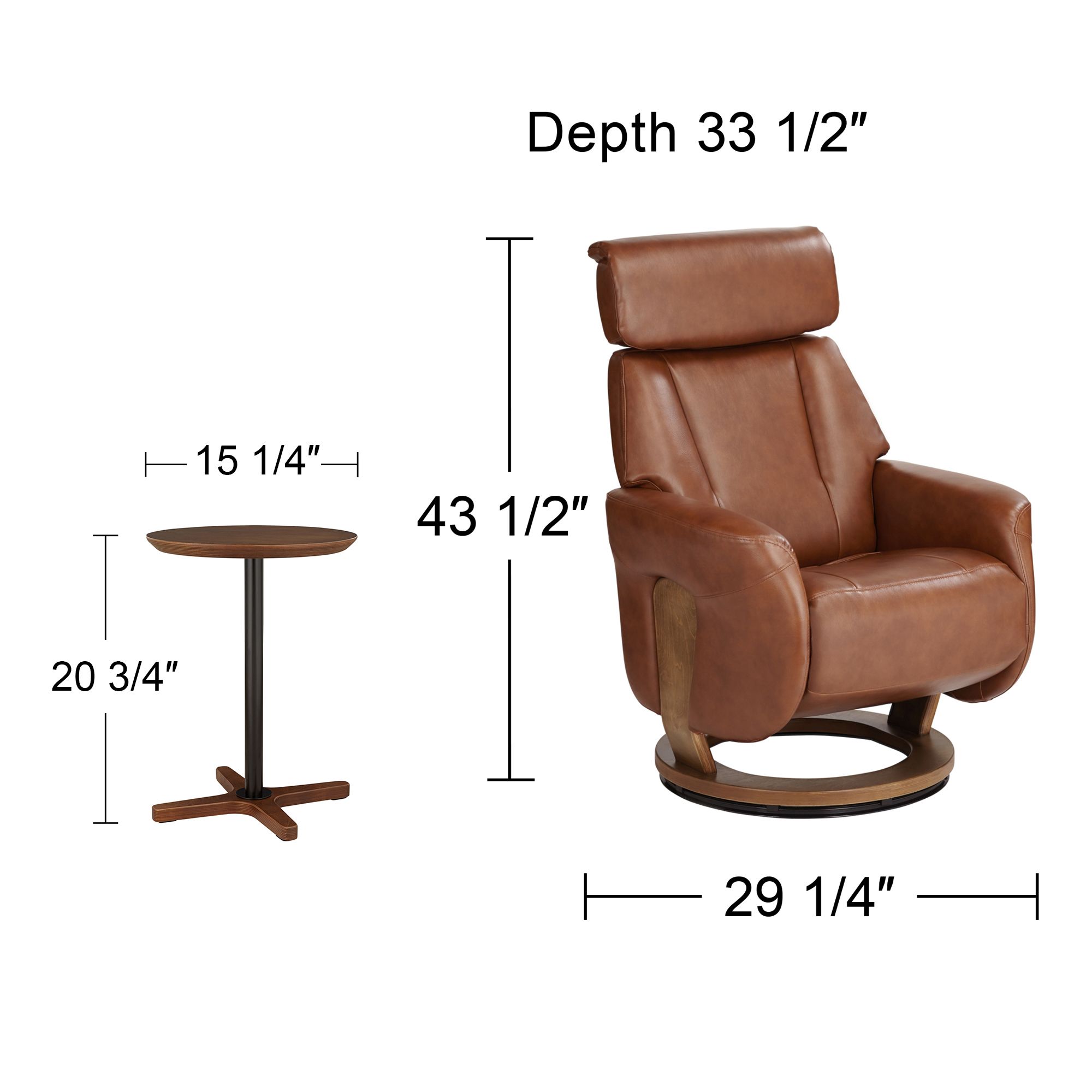 Octavian Augusta Brown and Walnut 2-Piece Recliner and Table Set in scene