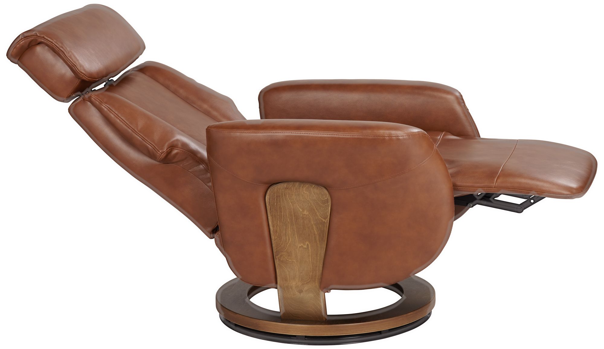 Octavian Augusta Brown Faux Leather 4-Way Modern Recliner Chair in scene