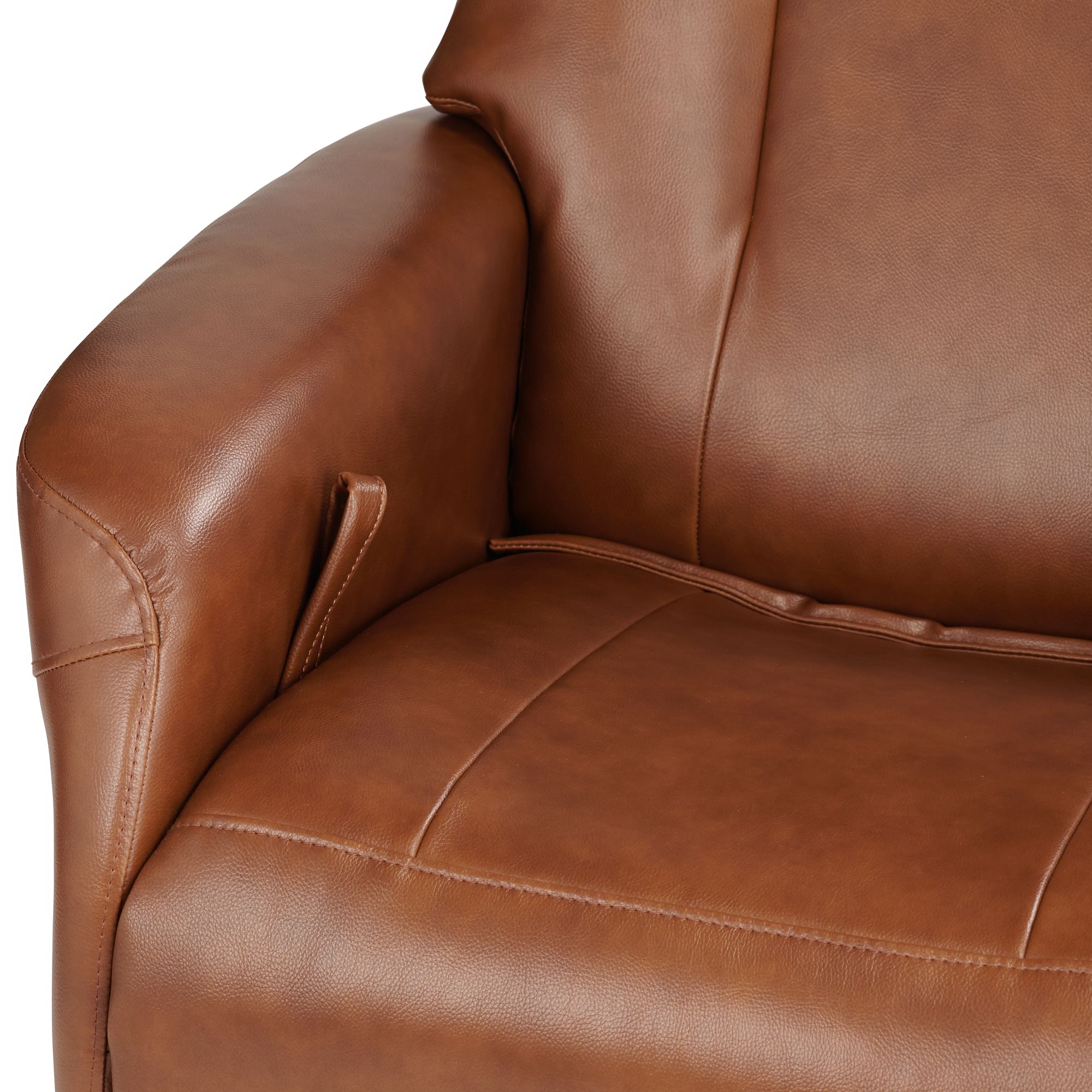 Octavian Augusta Brown Faux Leather 4-Way Modern Recliner Chair in scene