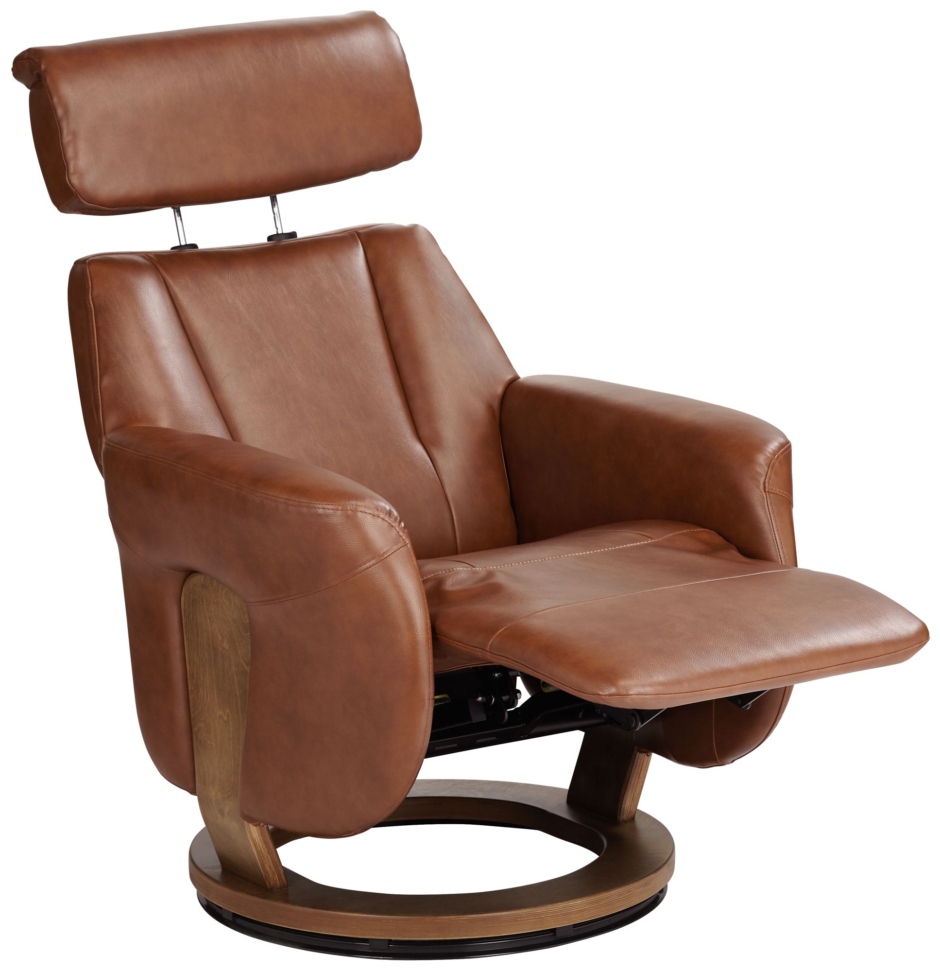 Octavian Augusta Brown Faux Leather 4-Way Modern Recliner Chair in scene