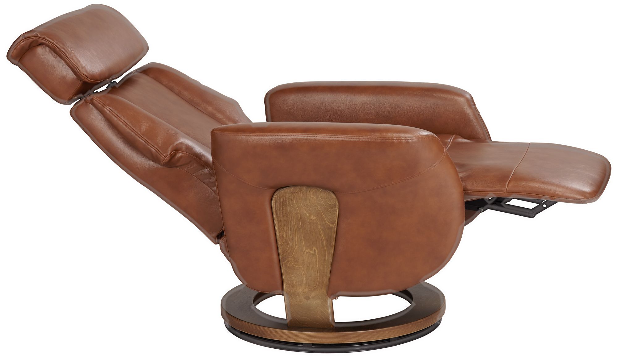 Octavian Augusta Brown Faux Leather 4-Way Recliners Set of 2 in scene