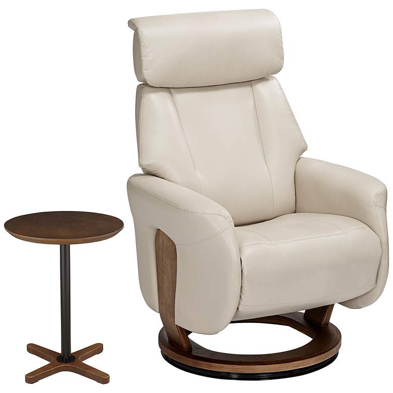 Image 2 Octavian Augusta Taupe and Walnut 2-Piece Recliner and Table Set