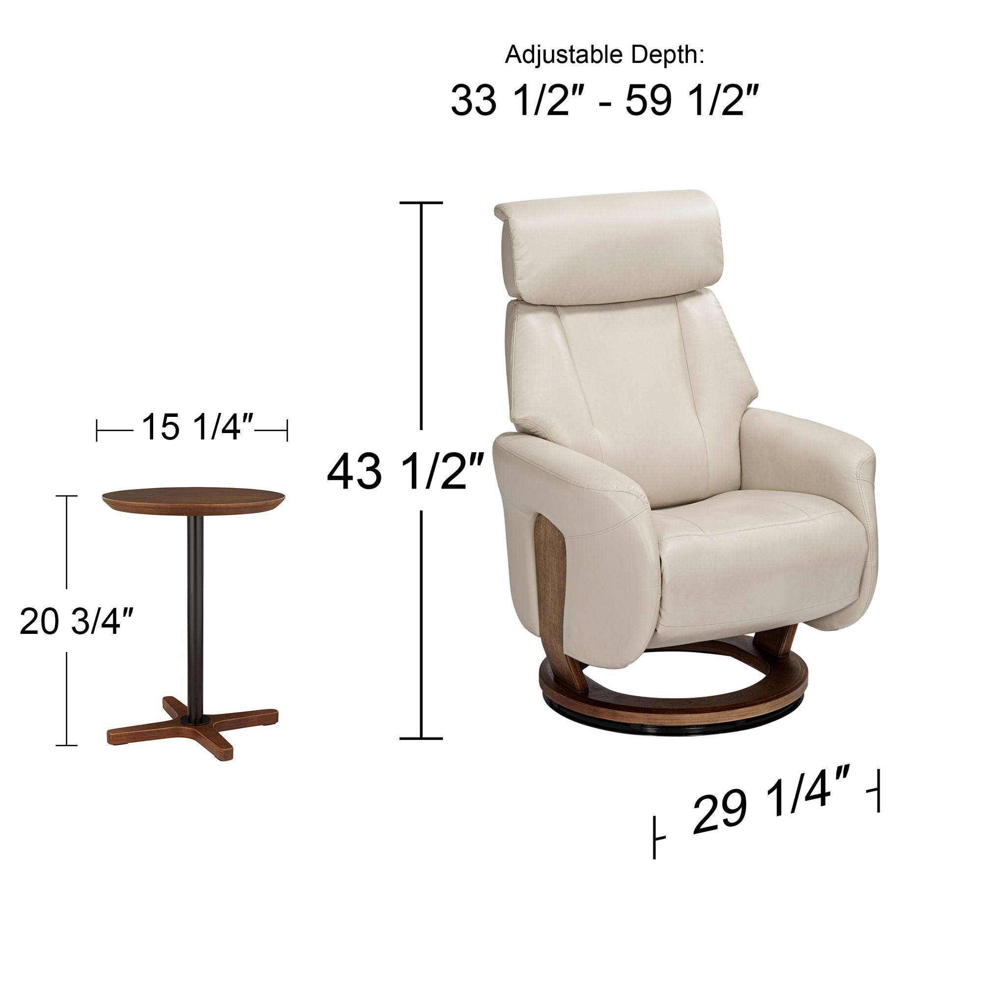Octavian Augusta Taupe and Walnut 2-Piece Recliner and Table Set in scene