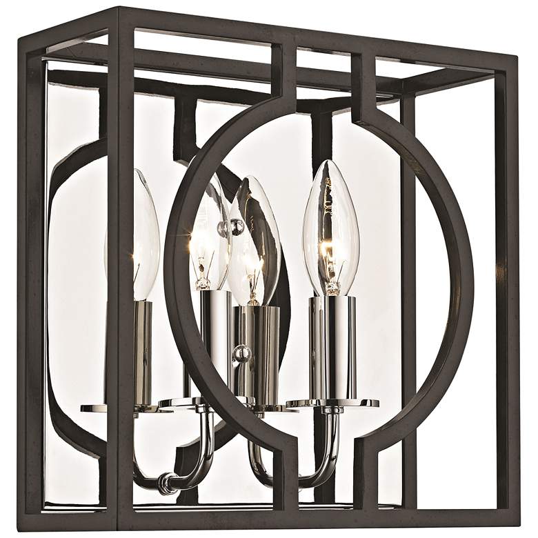 Image 1 Octavio 10" High Aged Iron and Nickel 2-Light Wall Sconce