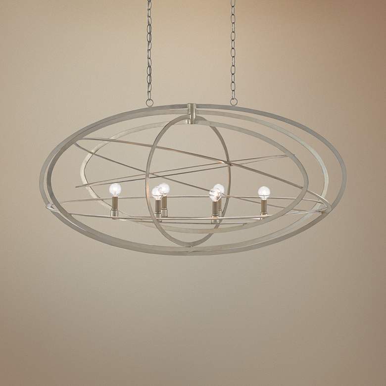 Image 1 Octavius 48 1/2" Wide Silver Leaf 6-Light Oval Chandelier