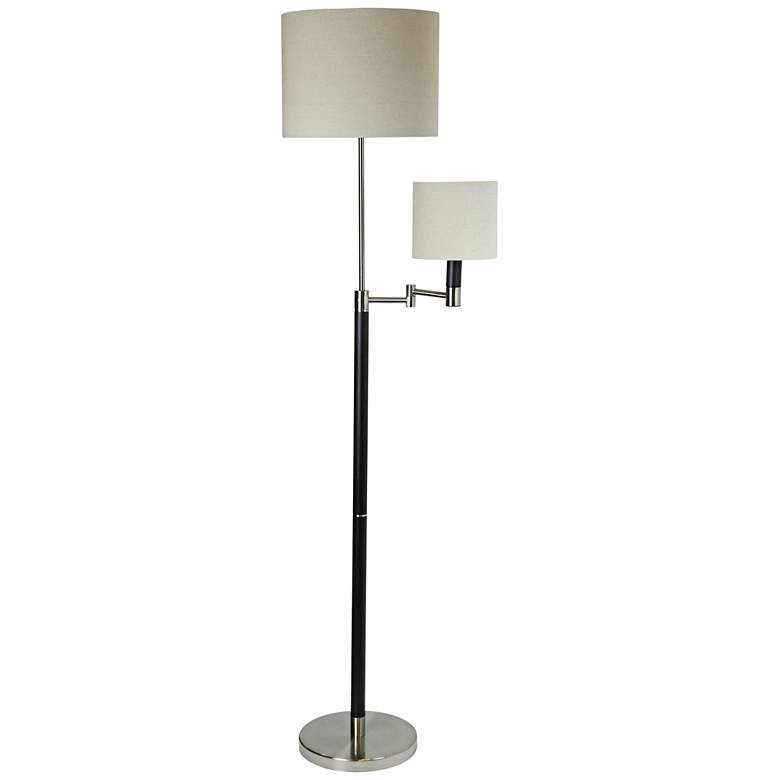 Image 1 Octavius Black and Silver Floor Lamp with Reading Light