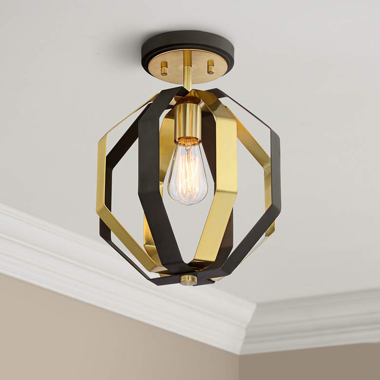 Image 1 Octo 11" Wide Warm Gold and Bronze Ceiling Light