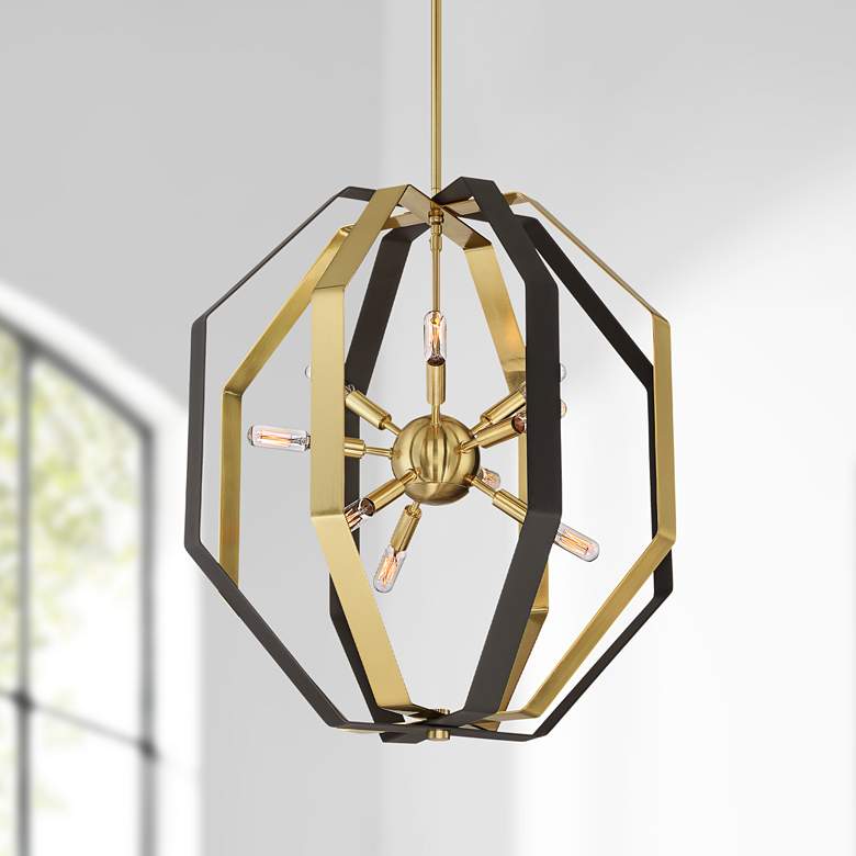 Image 1 Octo 22 3/4" Wide Bronze and Gold 9-Light Pendant Light