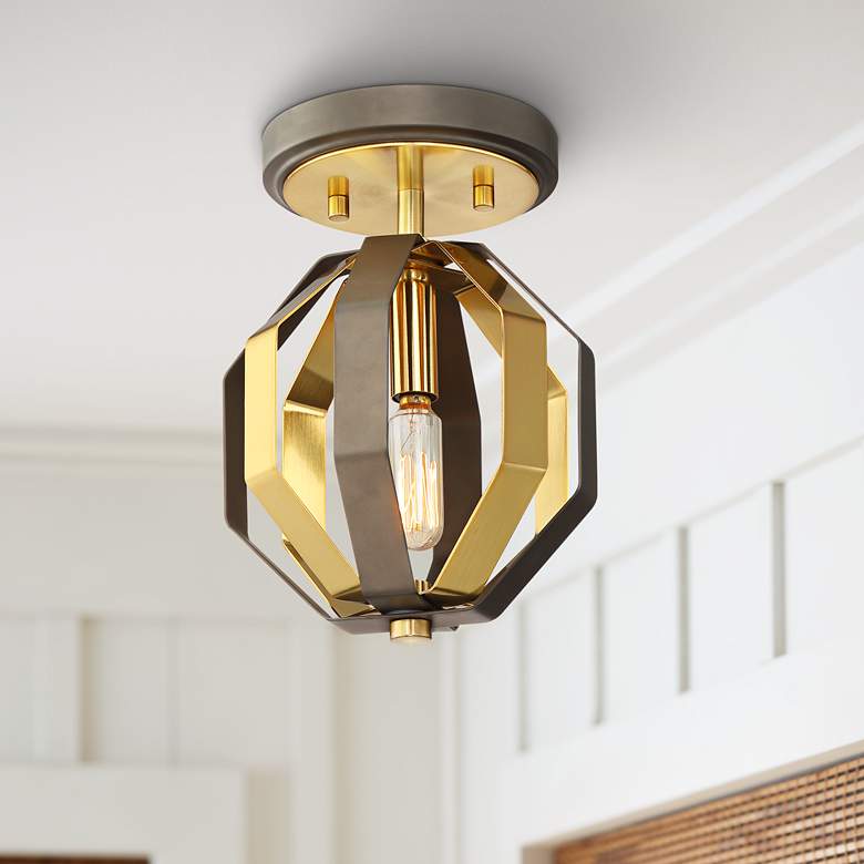 Image 1 Octo 7" Wide Warm Gold and Bronze Ceiling Light