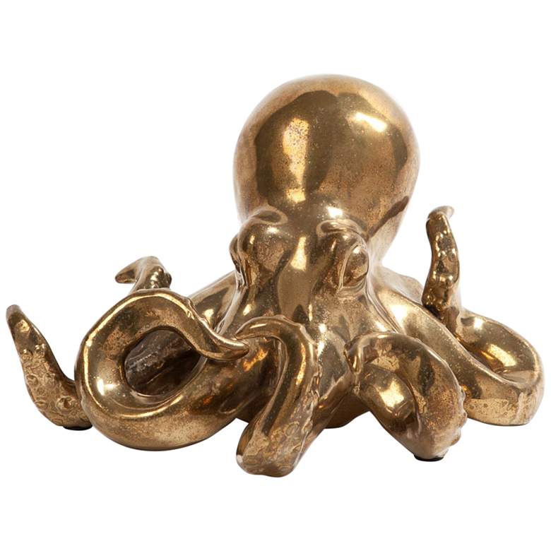 Image 1 Octopus 10" Wide Matte Gold Ceramic Figurine