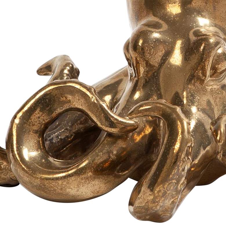 Image 2 Octopus 10" Wide Matte Gold Ceramic Figurine more views