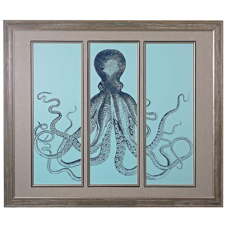 Image 1 Octopus 46 inch Wide Triptych Framed Wall Art