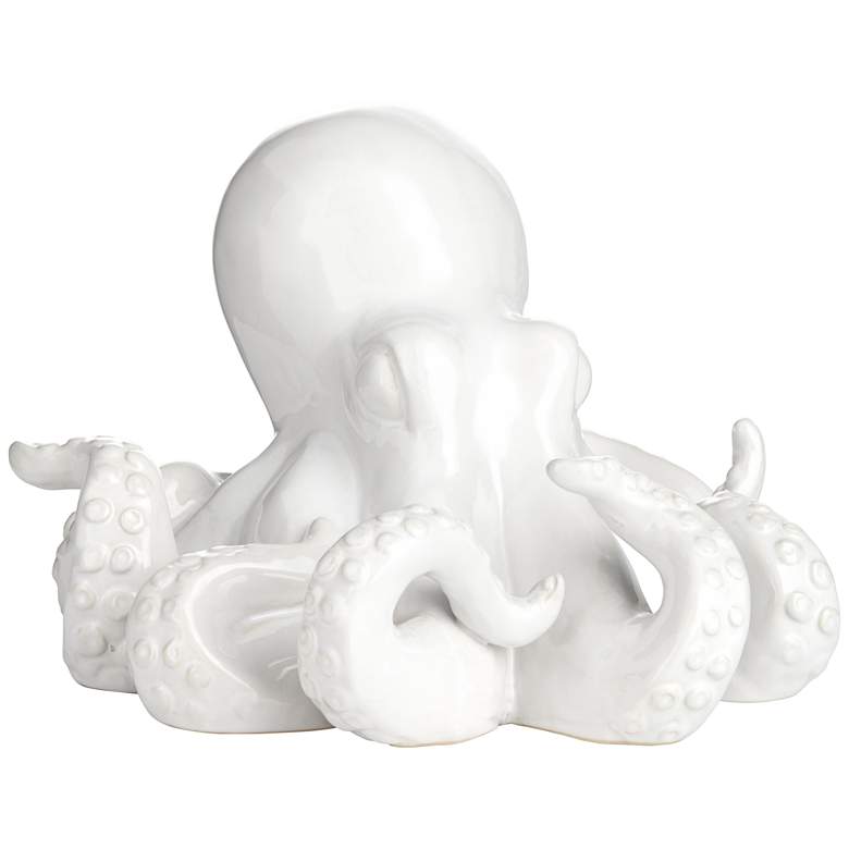 Image 1 Octopus 9 1/4 inch Wide Shiny White Decorative Figurine