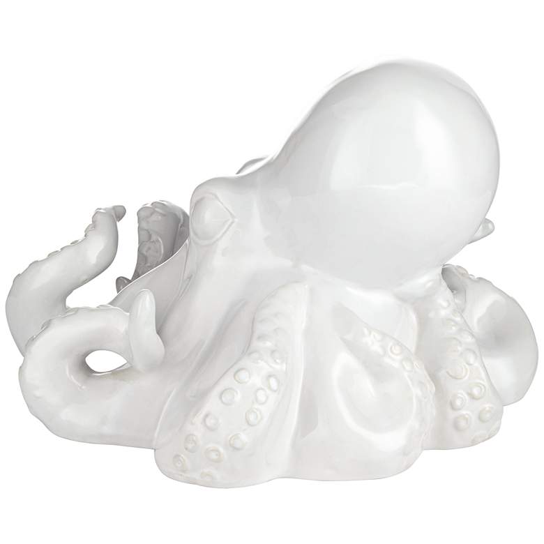 Octopus 9 1/4 inch Wide Shiny White Decorative Figurine more views