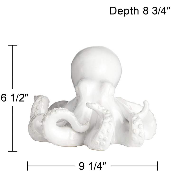 Image 7 Octopus 9 1/4" Wide Shiny White Decorative Figurine more views