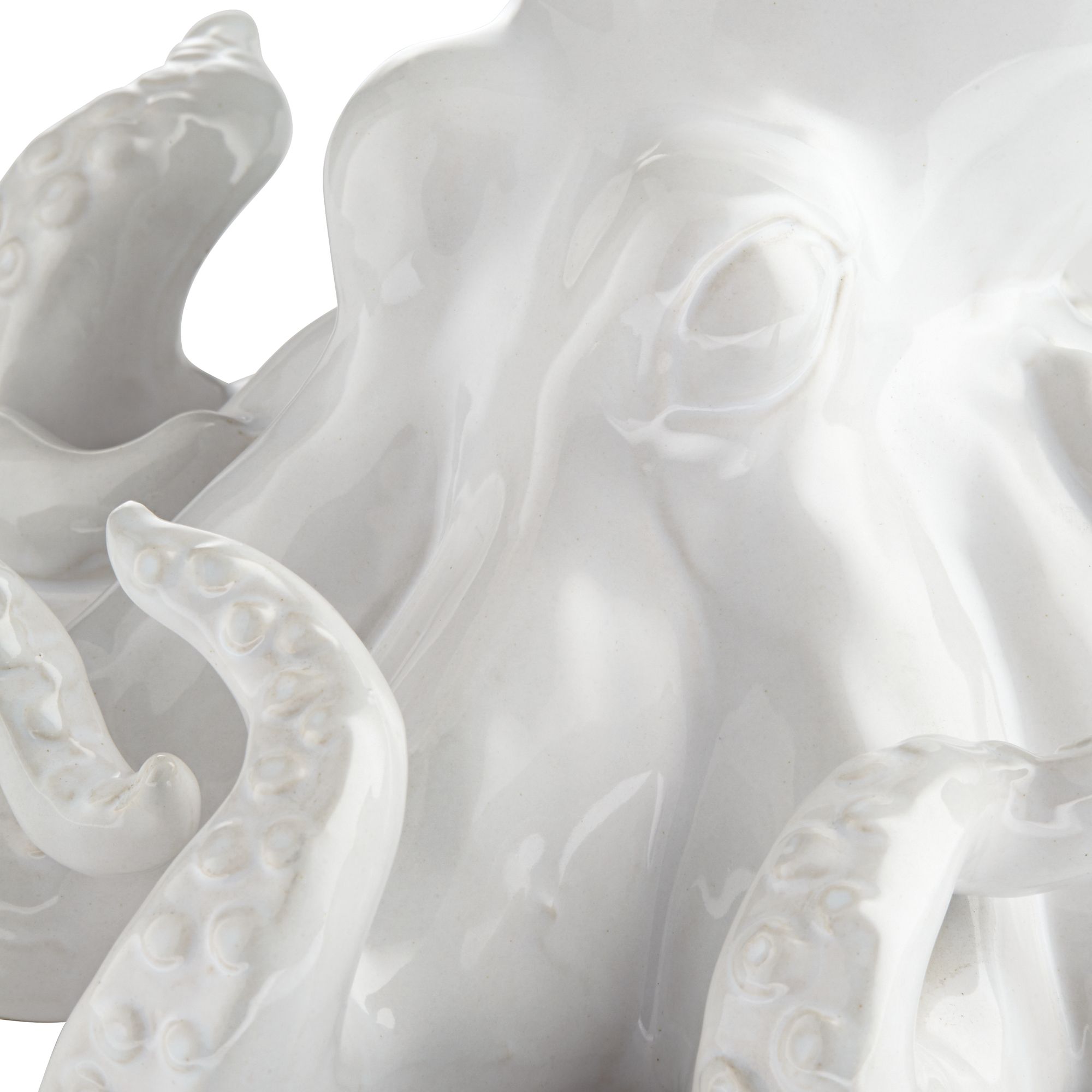 Image 2 Octopus 9 1/4" Wide Shiny White Decorative Figurines Set of 2 more views