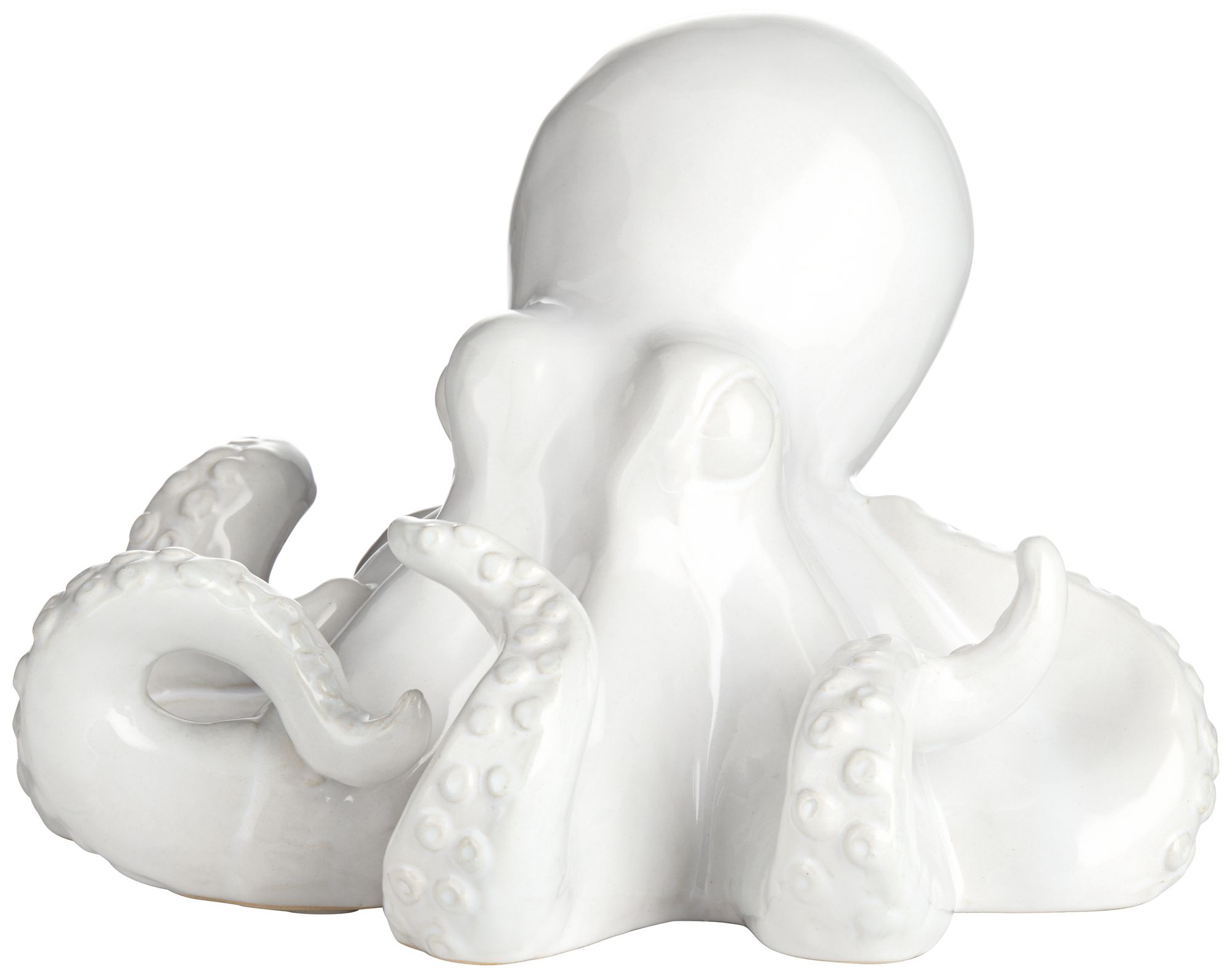 Image 3 Octopus 9 1/4" Wide Shiny White Decorative Figurines Set of 2 more views