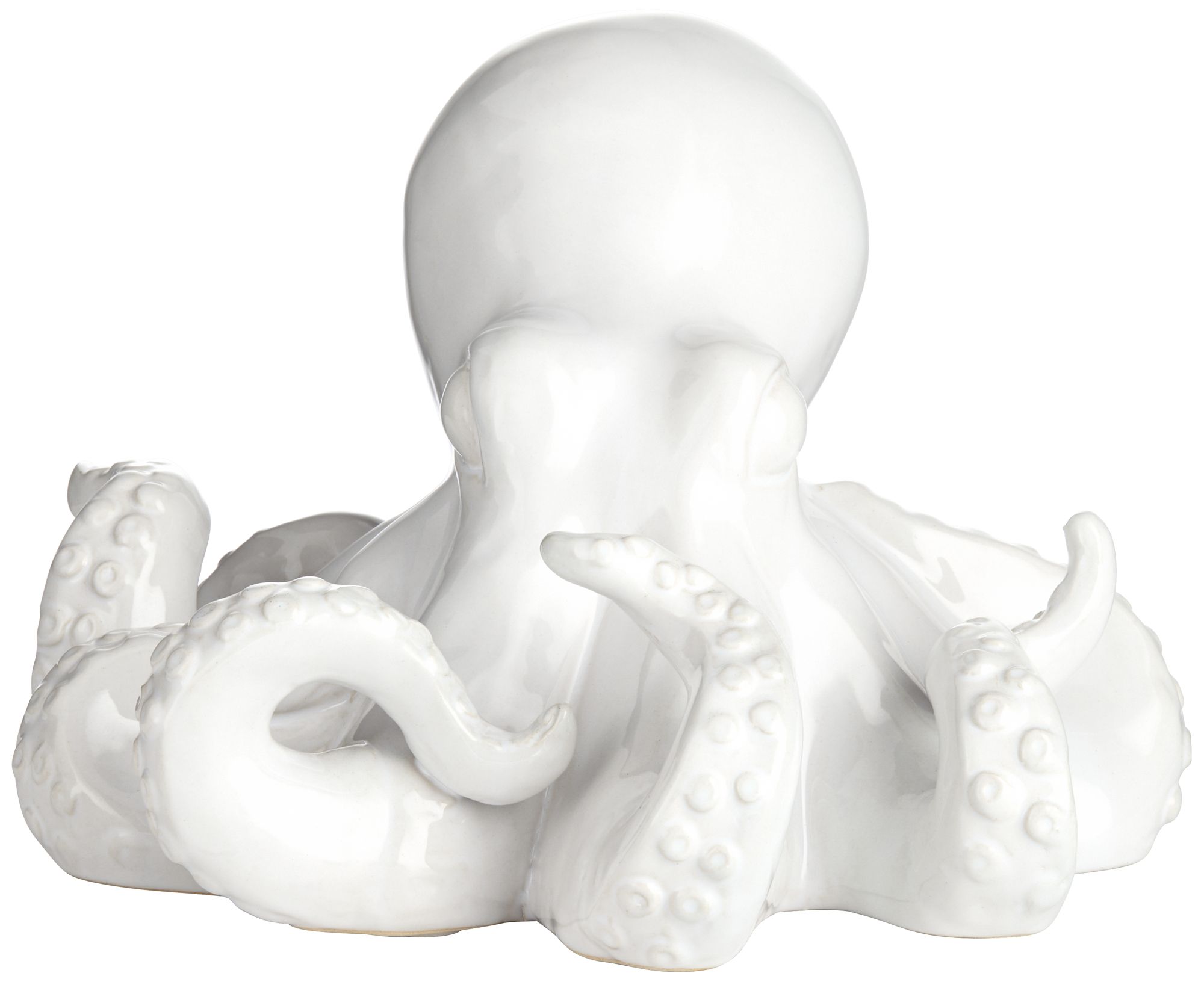 Image 4 Octopus 9 1/4" Wide Shiny White Decorative Figurines Set of 2 more views