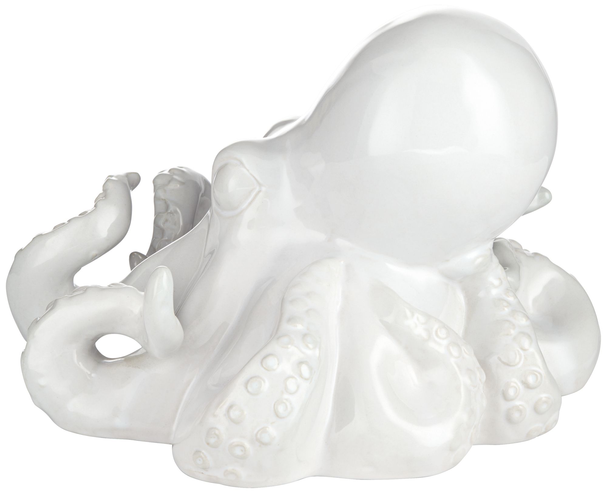 Image 6 Octopus 9 1/4" Wide Shiny White Decorative Figurines Set of 2 more views