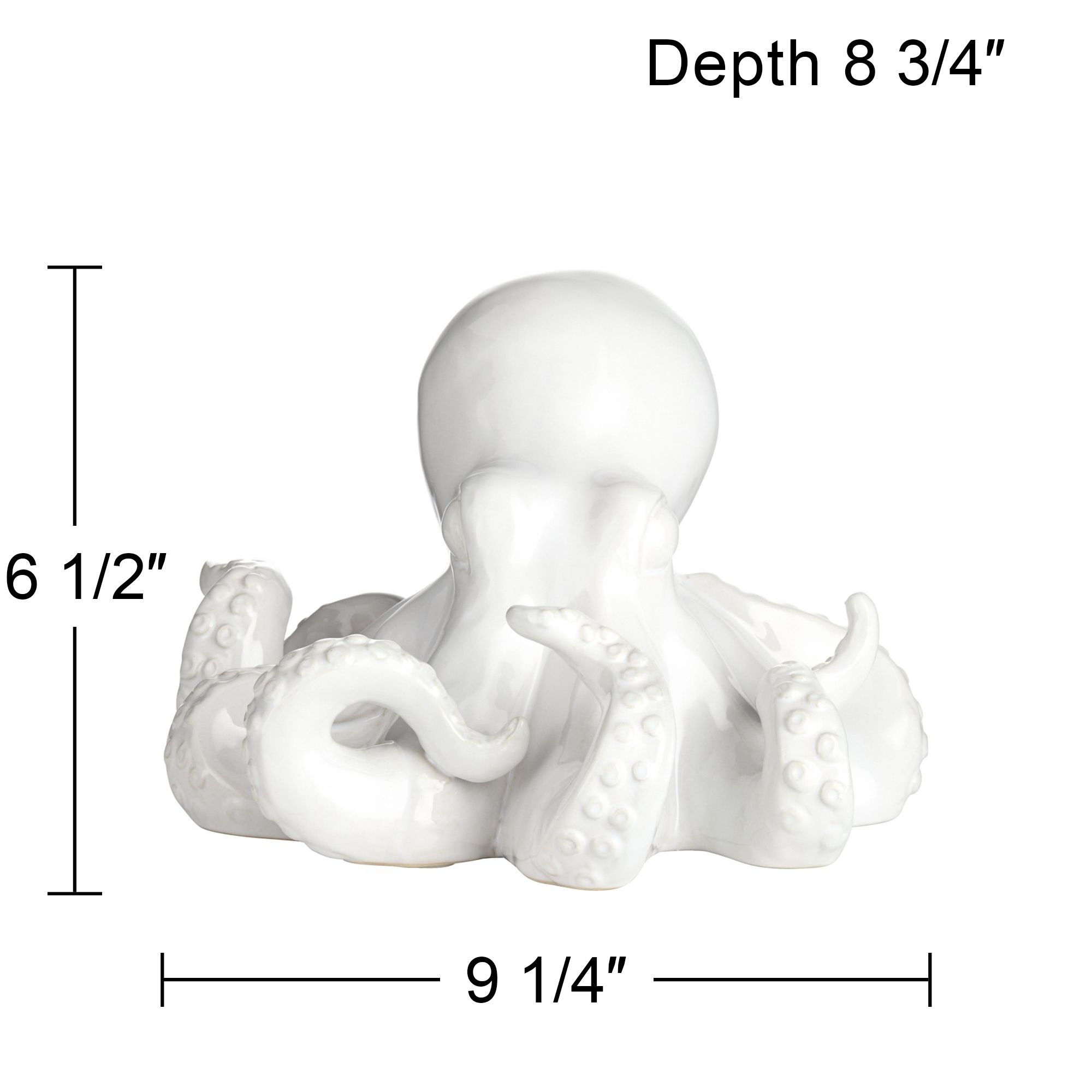 Image 7 Octopus 9 1/4" Wide Shiny White Decorative Figurines Set of 2 more views
