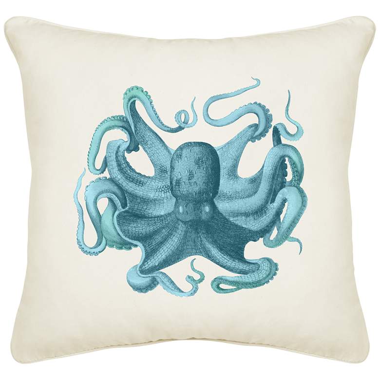 Image 1 Octopus Cream Canvas 18 inch Square Pillow