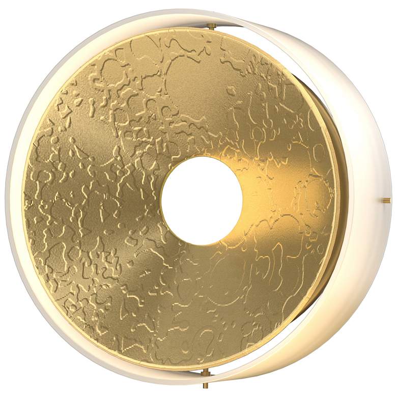 Image 1 Oculus 11.5" High Modern Brass Sconce With Opal Glass Shade