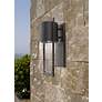 Hinkley Shelter 15 1/2" High Seeded Glass and Black Outdoor Wall Light in scene