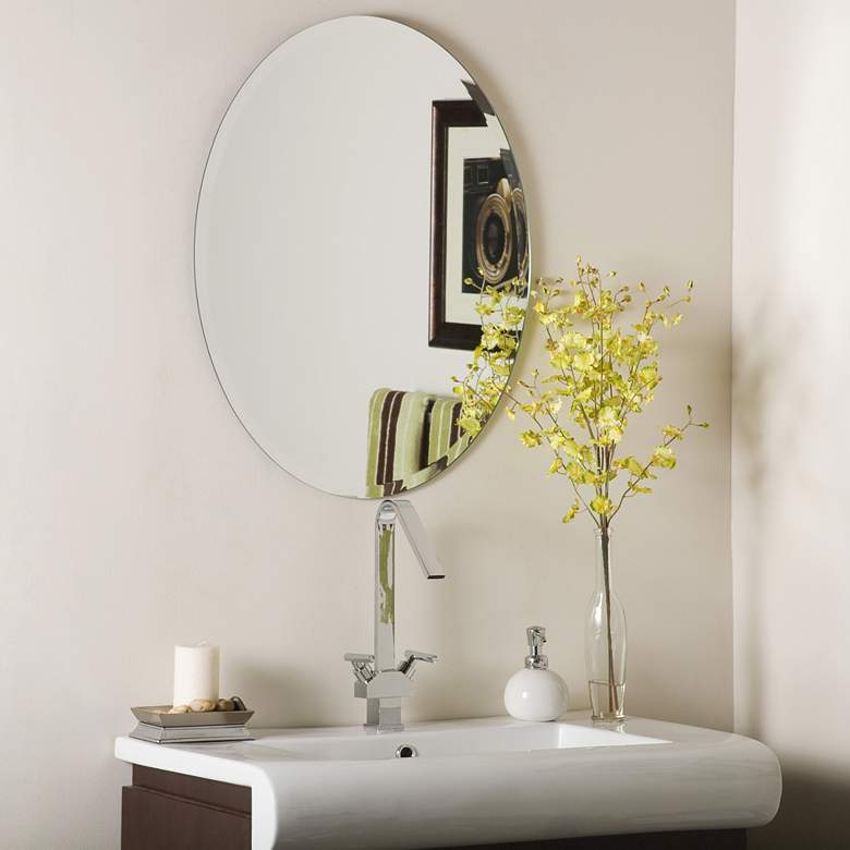 Image 1 Odelia 22 inch x 28 inch Oval Beveled Frameless Wall Mirror