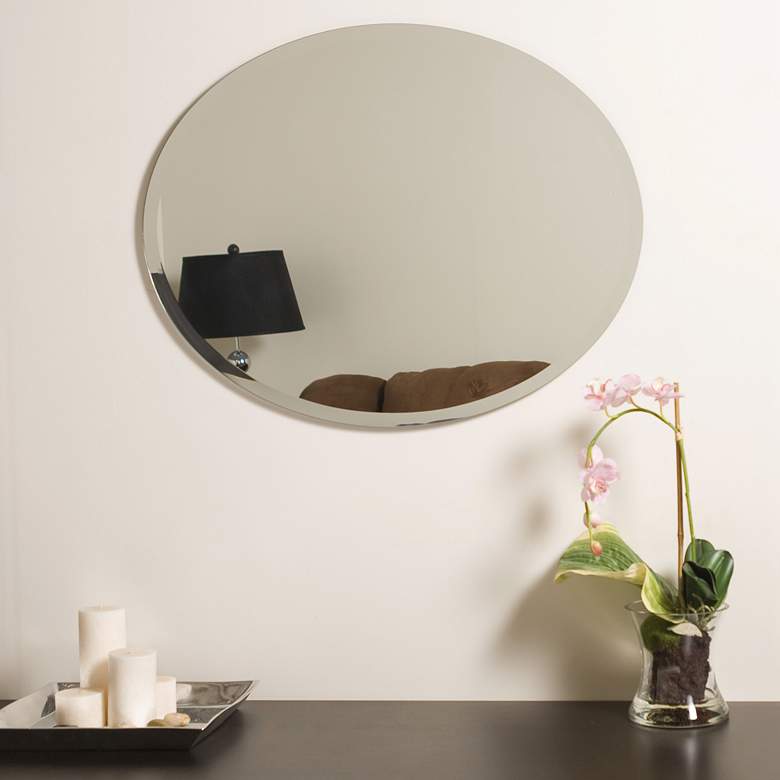 Image 2 Odelia 22" x 28" Oval Beveled Frameless Wall Mirror more views