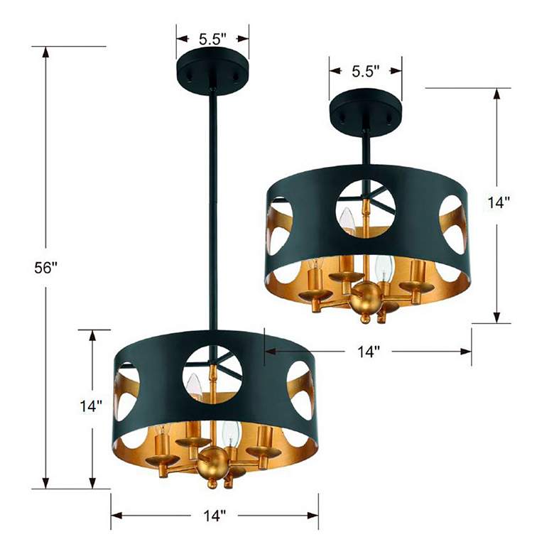 Image 5 Odelle 4 Light Black & Gold Ceiling Pendant more views