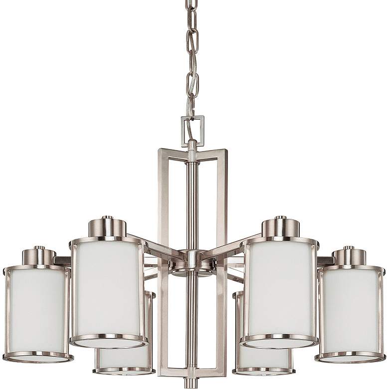 Image 3 Odeon 27" Wide Brushed Nickel 6-Light Chandelier more views