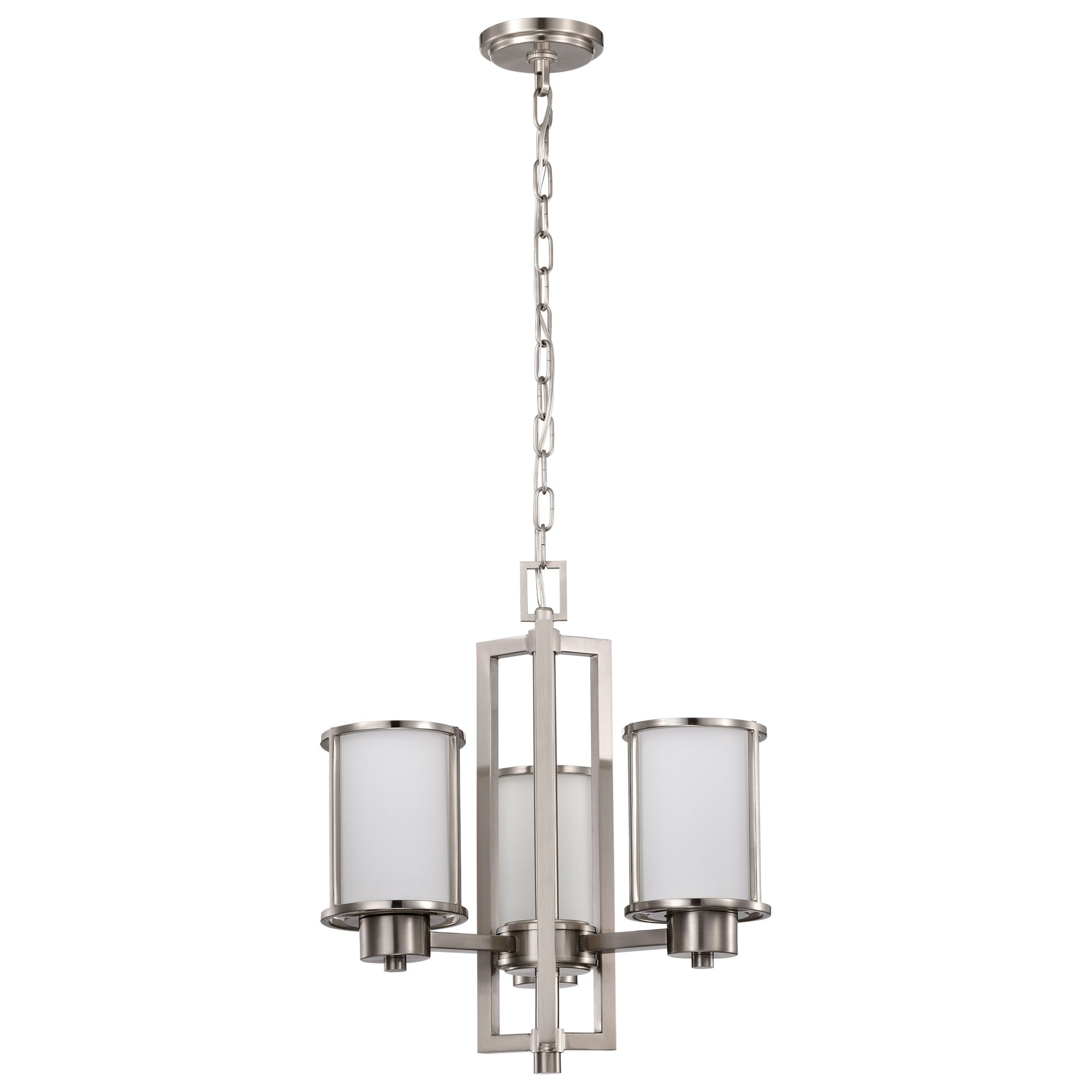 Image 2 Odeon; 3 Light; (convertible up/down) Chandelier with Satin White Glass more views