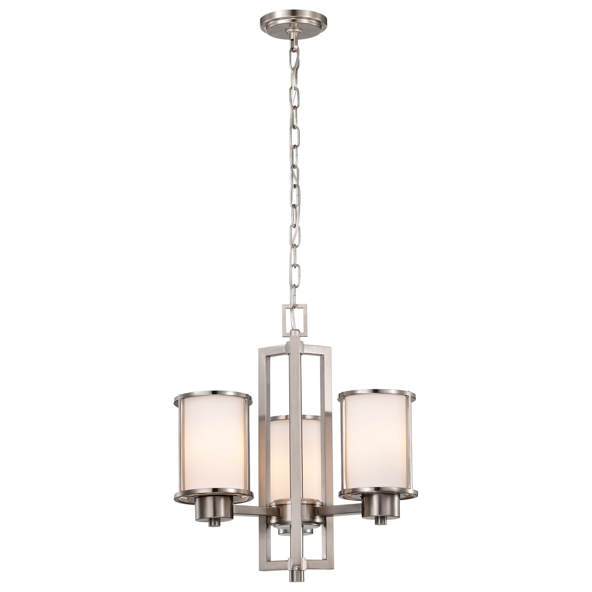 Image 3 Odeon; 3 Light; (convertible up/down) Chandelier with Satin White Glass more views