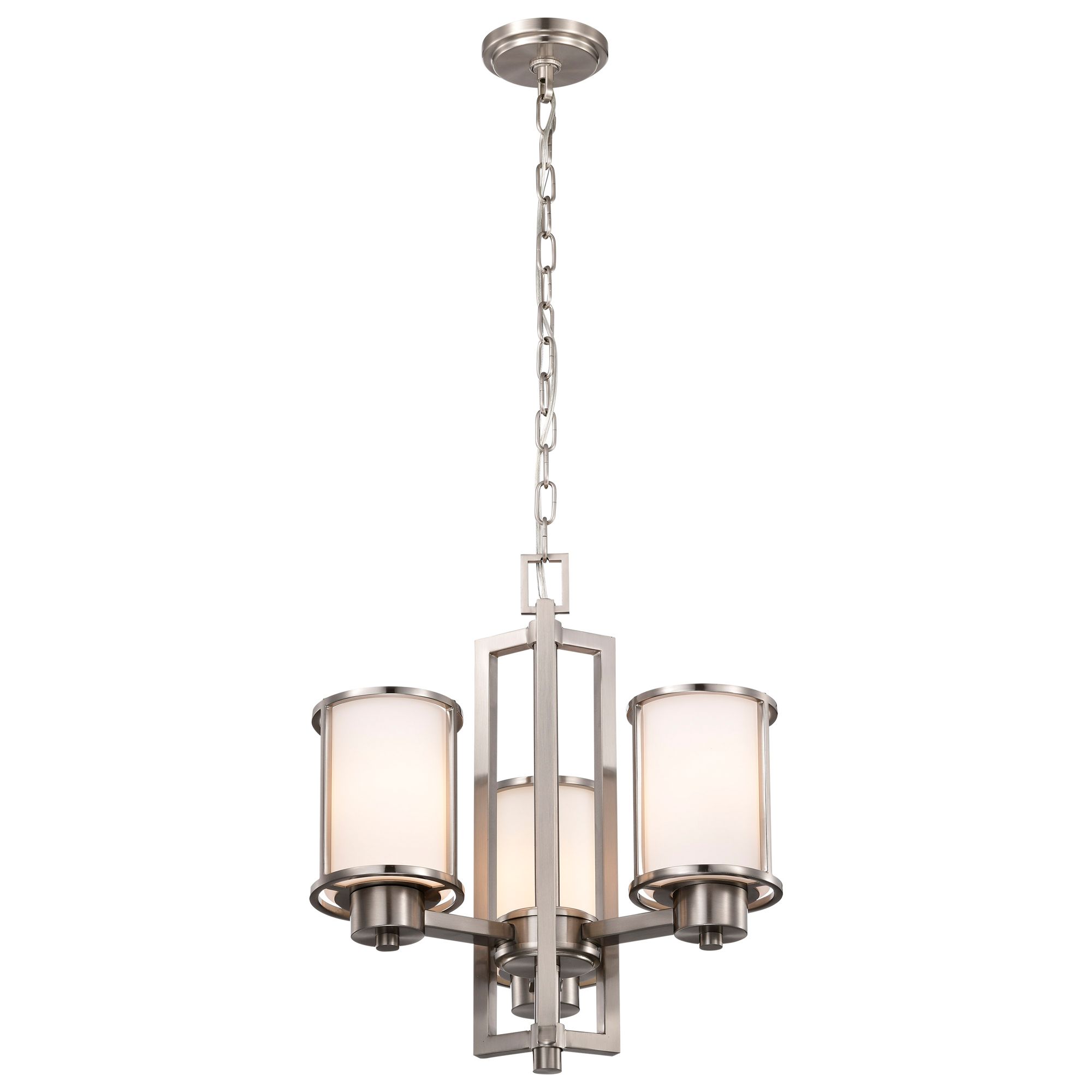 Image 6 Odeon; 3 Light; (convertible up/down) Chandelier with Satin White Glass more views