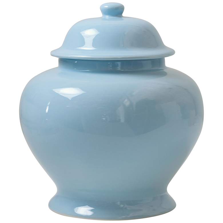 Image 1 Odeon Blue Glaze 14 inch High Short Temple Jar with Lift-Off Lid