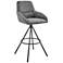 Odessa 29 in. Barstool in Black Matte Powder Coating, Charcoal Fabric