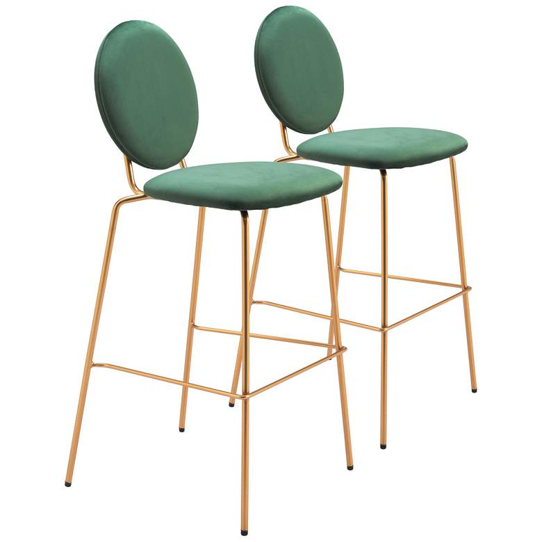 Image 1 Odessa Barstool Green & Gold