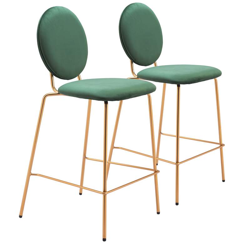 Image 1 Odessa Counter Stool (Set of 2) Green & Gold