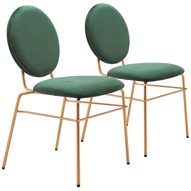 Image 1 Odessa Dining Chair (Set of 2) Green & Gold