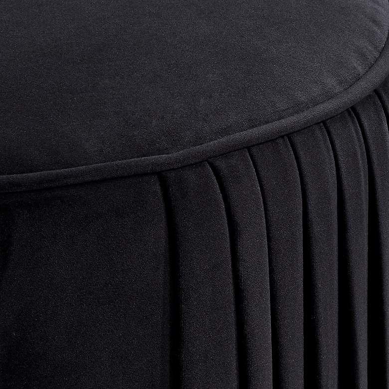Image 3 Odessa Round Black Ottoman with Gold Band more views