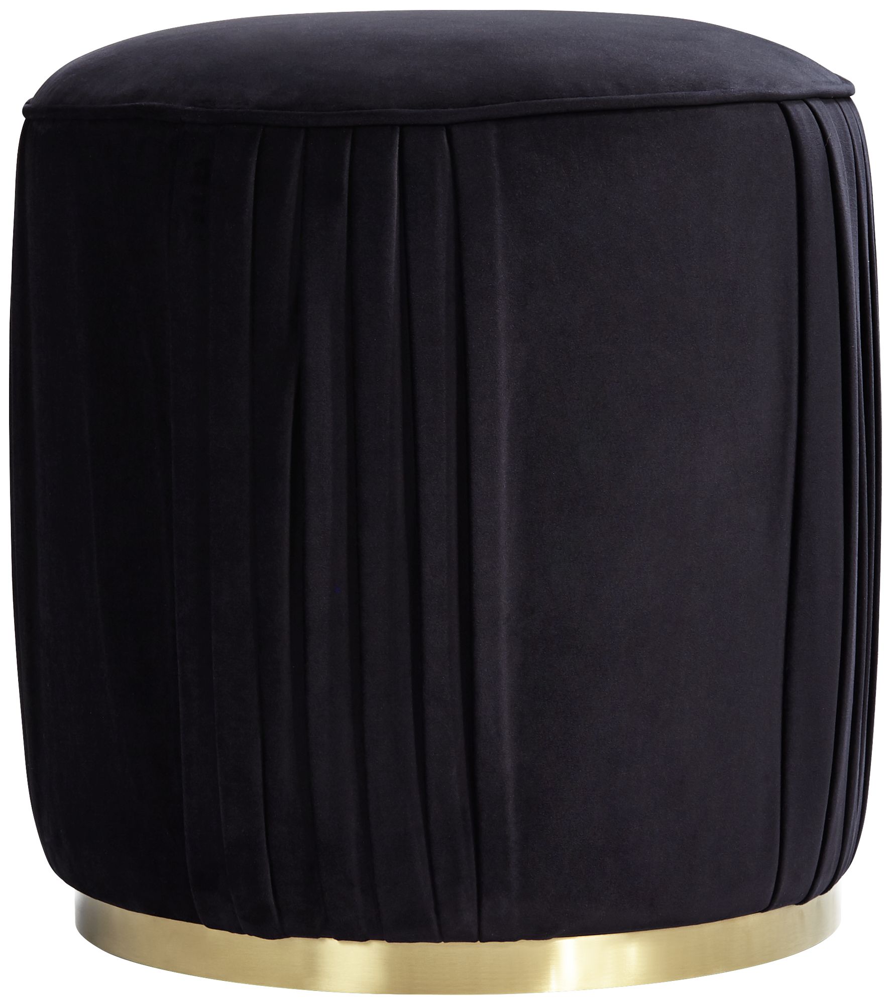 Odessa Round Black Ottoman with Gold Band 72R86 Lamps Plus