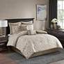 Thumbnail2 of Odette Tan Cal King 8-Piece Jacquard Comforter Set