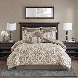 Image1 of Odette Tan King 8-Piece Jacquard Comforter Set