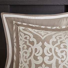 Image3 of Odette Tan King 8-Piece Jacquard Comforter Set more views