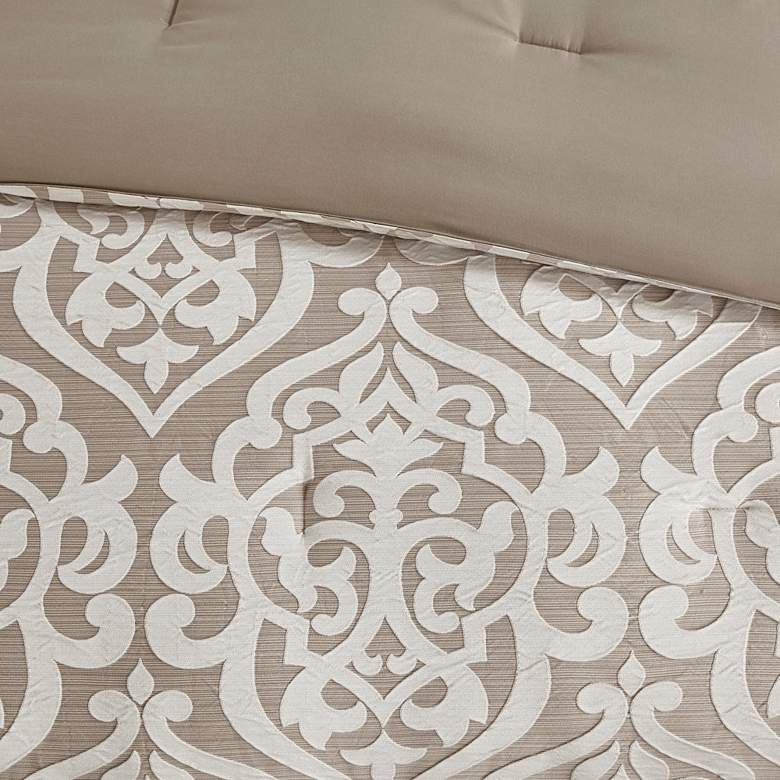 Image 6 Odette Tan Queen 8-Piece Jacquard Comforter Set more views