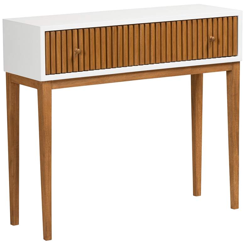 Image 2 Odile 35 1/2 inchW Natural Brown White 1-Drawer Console Table